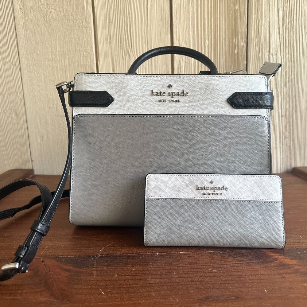 Kate Spade Staci Medium Satchel + Large Slim Bifold Wallet Matching Set